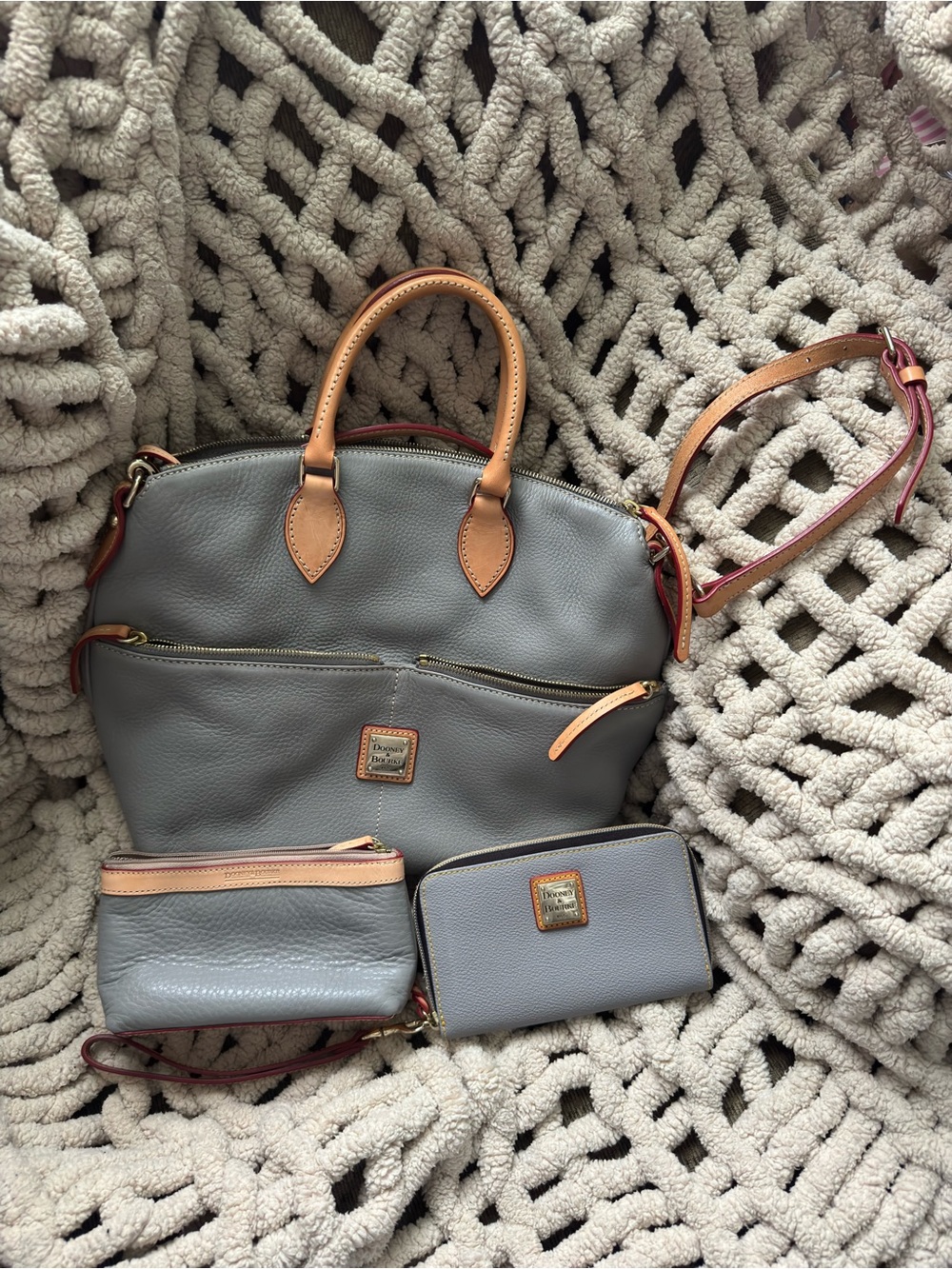 Dooney & Bourke Pebbled Satchel with Wallet & Zipper Pouch